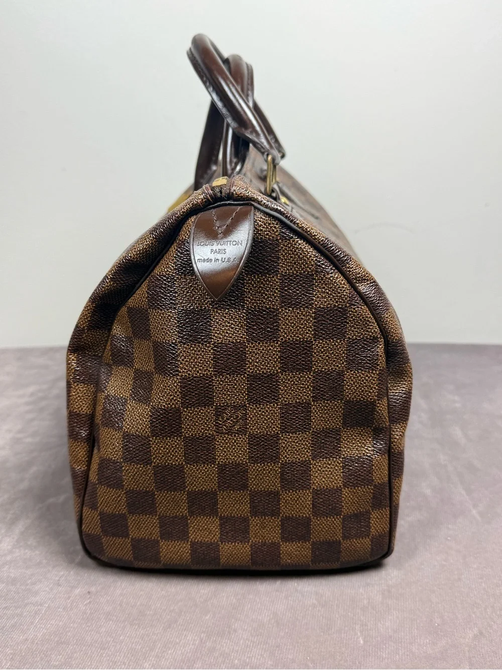 Louis Vuitton brown Damier Ebene Speedy 30 classic city handbag with lock n key